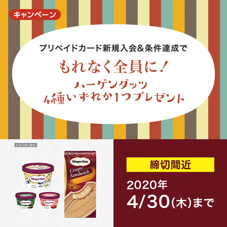 ハーゲンダッツがもらえる！プリペイドカード新規入会キャンペーン