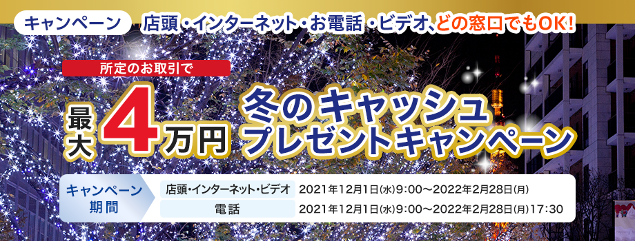 【新生信託銀行】新生パワートラスト 所定のお取引で最大4万円！冬のキャッシュプレゼントキャンペーン