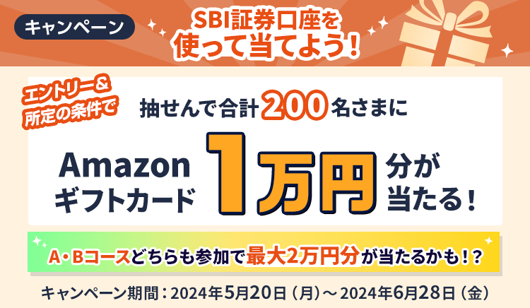 エントリーと所定の条件で、抽せんで合計200名さまにAmazonギフトカード1万円分が当たる！