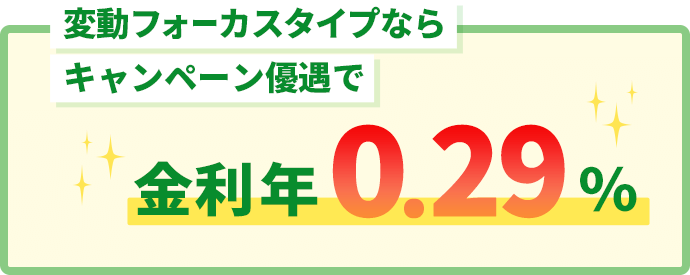 変動フォーカスタイプならキャンペーン優遇で金利年0.29%
