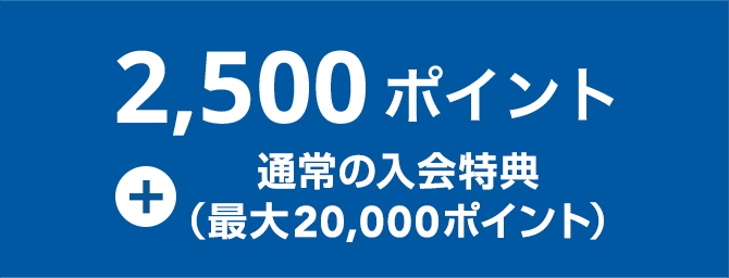 2500ポイント＋通常の入会特典（最大20,000ポイント）