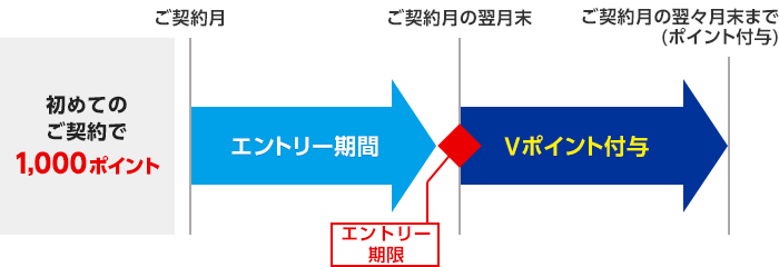 初めてのご契約で1,000ポイント ポイント付与までのスケジュール