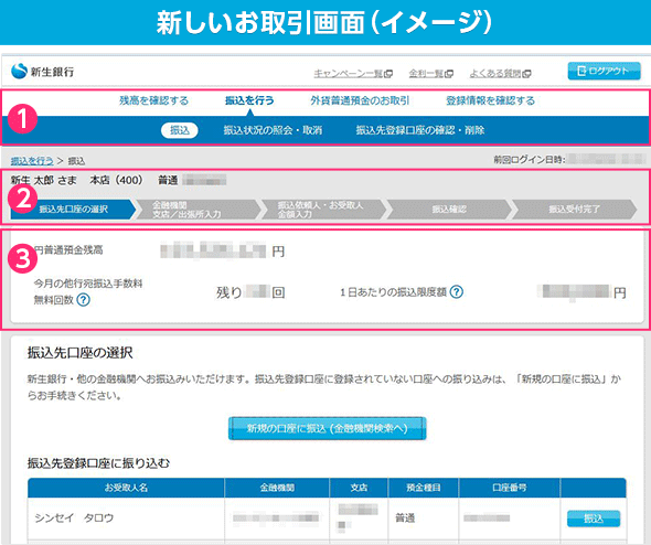 【新しいお取引画面】（イメージ）