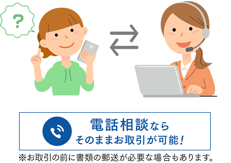 電話相談ならそのままお取引が可能！