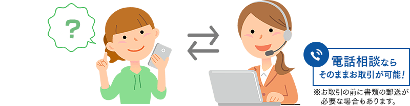 電話相談ならそのままお取引が可能！