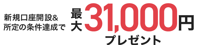 新規口座開設&所定の条件達成で最大31,000円プレゼント