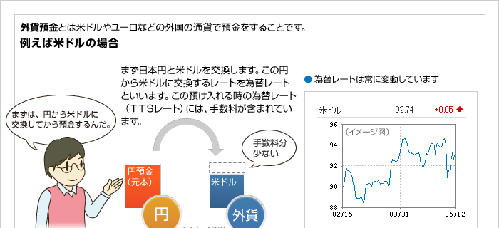 外貨預金とは米ドルやユーロなどの外国の通貨で預金をすること