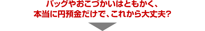バッグやおこづかいはともかく、本当に円預金だけで、これから大丈夫？