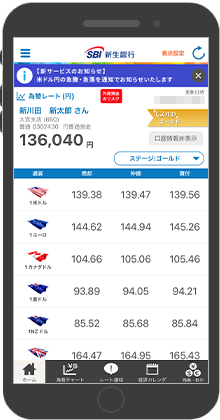 残高の確認画面