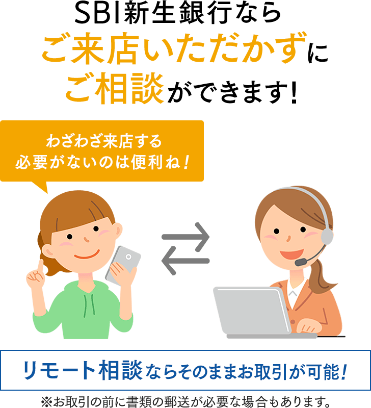 SBI新生銀行ならご来店いただかずにご相談ができます