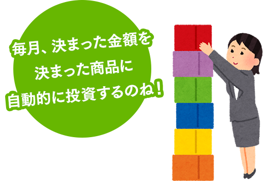 毎月、決まった金額を決まった商品に自動的に投資するのね！