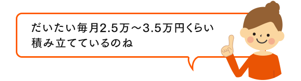 だいたい毎月2.5万～3.5万円くらい積み立てているのね