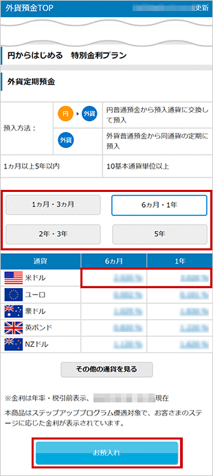 外貨定期預金の設定 STEP3のキャプチャ画像