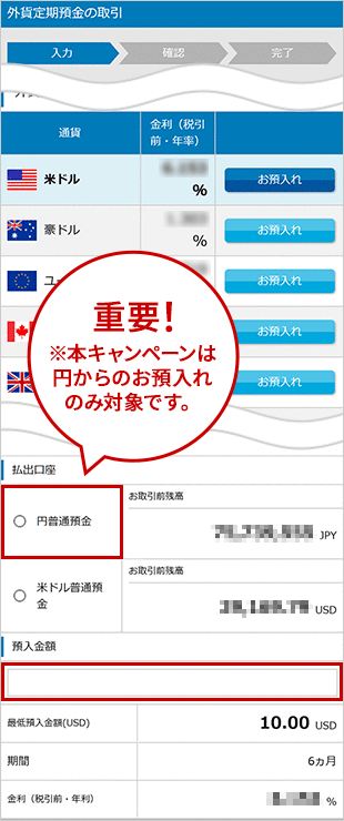外貨定期預金の設定 STEP8のキャプチャ画像