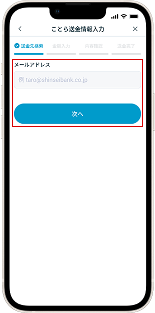 メールアドレスで送金時 送金方法 STEP5