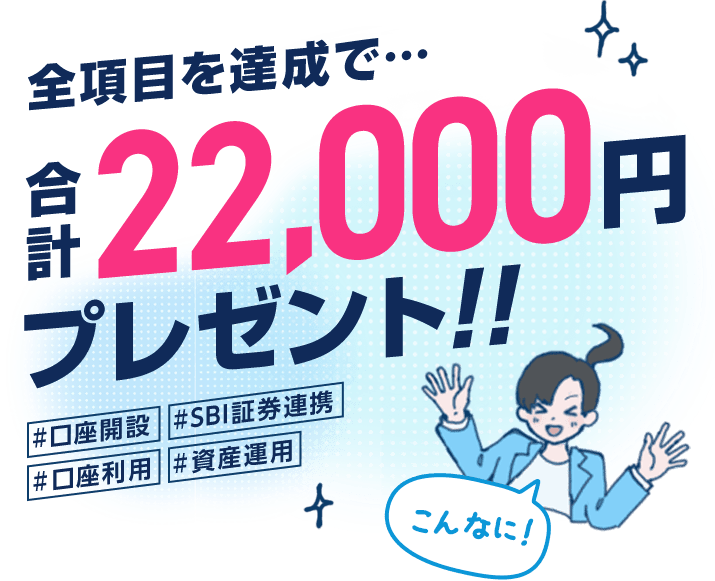 全項目を達成で、合計22,000円プレゼント！